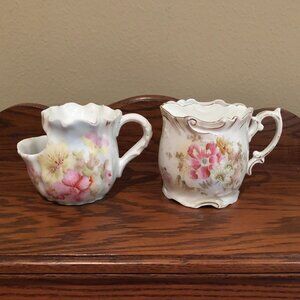 Antique Pair Of Porcelain Shaving Mugs